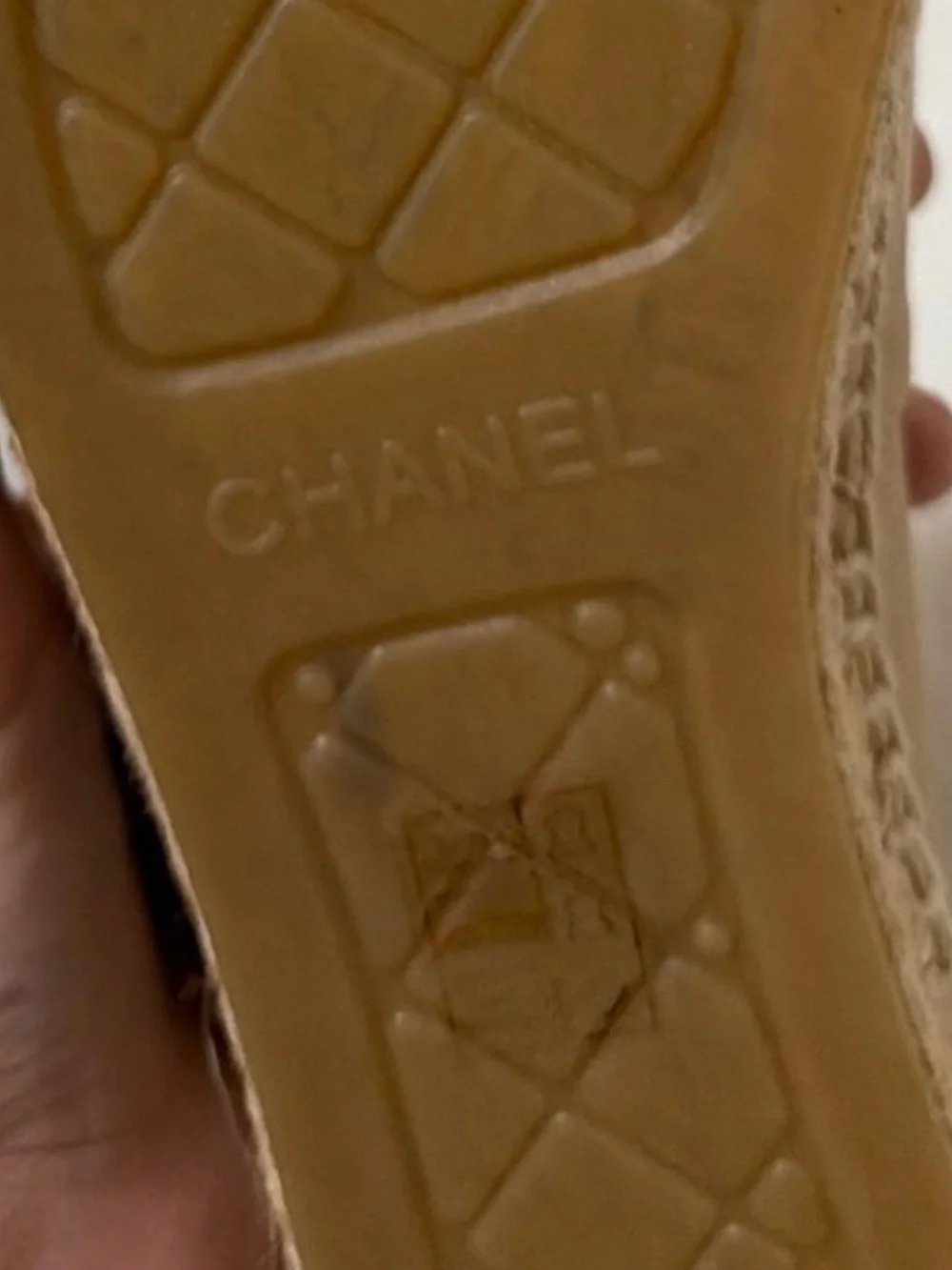 CHANEL Beige Leather Espadrille NIB with Black Cap Toe